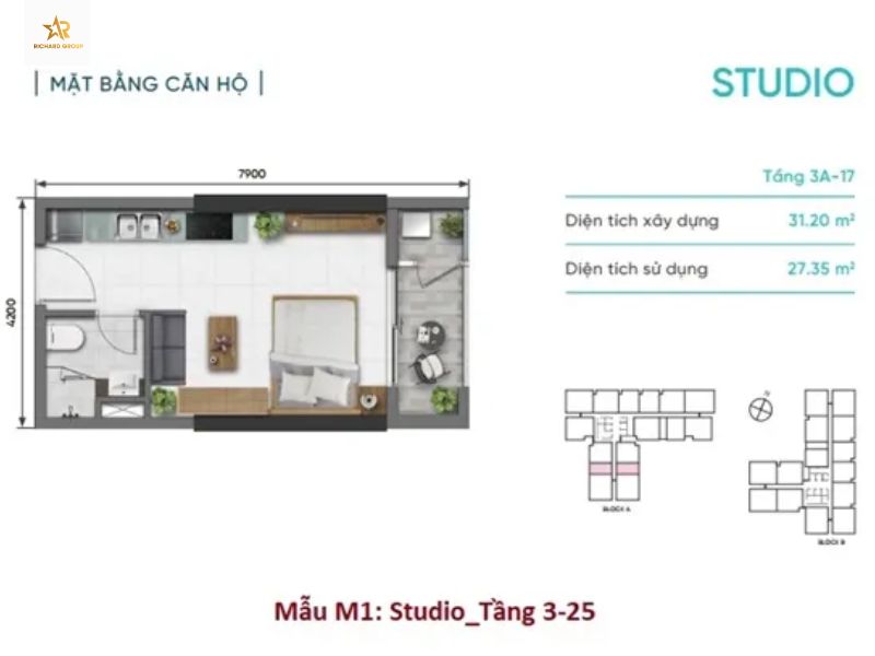 Cho thuê căn hộ sudio D-Aqua giá mềm