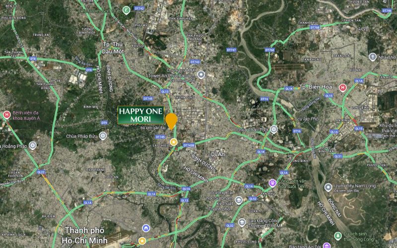vị trí dự án happy one mori lái thiêu